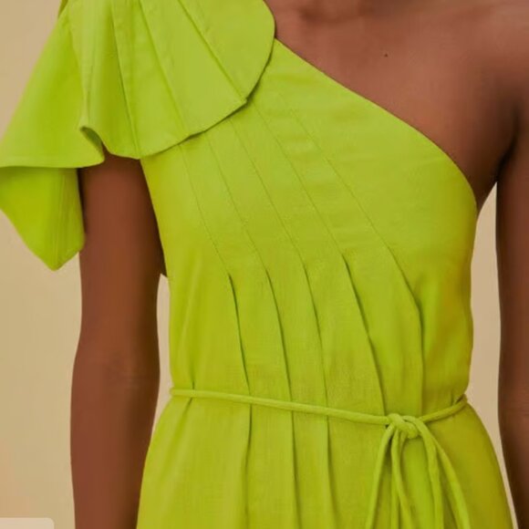 Green One Shoulder Leaf Maxi Dress - Picture 2 of 4
